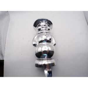Silver Snowman Stocking Holder Mantel Christmas Holiday Decor Top Hat Heavy!